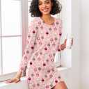 Ekouaer 2 Pack Nightgowns for Women Long Sleeve Night Gowns Women Night shirt Pj Dress Nightshirts Sleepwear (XXL)