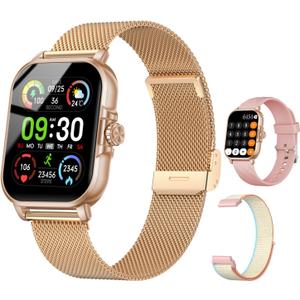 Smart Watches for Women Men Fitness Tracker Watch 2.04 HD Screen Sport Watch with ChatGpt AI Voice 3 Bands Step Counter 24/7 Heart Rate Sleep Monitor Smartwatch for Android iOS (Rose Gold)