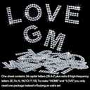 Zonon 136 Pieces Rhinestone Iron-on Letter Large Glitter Bling Alphabet Sticker Crystal Gemstone Border Self-Adhesive 34 Letters Sticker for Art Craft Clothing Fabric(Silver)
