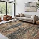 Area Rugs 10x12 for Living Room Bedroom, Modern Abstract Machine Washable Rug, Large Soft Low Pile Floor Cover with Non Slip Backing for Dining Room, Stone Rust