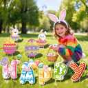 15 PCS Easter Yard Outdoor Decorations with Led Light, PP Safe Material Waterproof Outdoor Lawn Signs with Stakes for Party Supplies Garden Spring Home Decor
