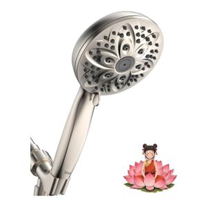JDO Shower Head with Handheld, High Pressure Handheld Shower Head 6 Settings, Detachable Set with Stainless Steel Hose and Shower Bracket (Brushed Nickel)