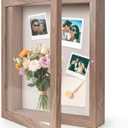 HOUSE DAY 11x14 Shadow Box Frame, Front Open Magnetic Shadow Boxes Display Cases with Linen Back, Pins, for Photos or 3D Itmes Under 9x12, Tabletop or Wall Mount Display Case for Memorabilia, Walnut