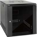 Tecmojo 12U Wall Mount Server Cabinet IT Network Rack Enclosure Lockable Door and Side Panels Black,Cooling Fan,Glass Door,17.7inch Depth,for 19” IT Equipment,A/V Devices