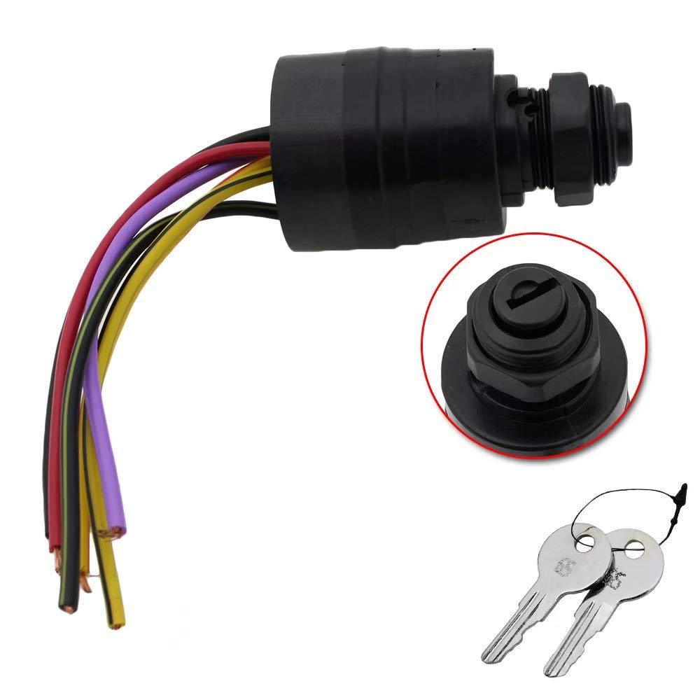 Boat Ignition Switch with Key Replacement for Mercury, Replace Boat Engine Ignition Switch with 2 Keys 3 Position 6 Wire Connectors for 87-88107A5