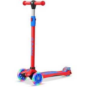 Dribbl 3-Wheel Kids Scooter - Lean-to-Steer Technology, Adjustable Height Handlebar, Anti-Slip Deck, Scooter for Boys & Girls Ages 3+, Child Safety Approved, Support Riders Up To 165 lbs, Red and Blue