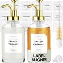 Spaceneat Coffee Syrup Dispenser with Pump - Includes 24 Flavor Labels - Glass Syrup Dispenser for Coffee Bar - Elevate your Beverage Station with 16.9 fl oz Flavoring Container Bottles, 2pcs, Gold | with Pump, for Coffee Bar