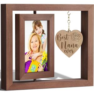 Christmas Gifts Gift for Grandma Nana Gifts for Christmas from Grandkids Granddaughter Grandson Grandma Picture Frame Rotating Grandkids Picture Frame for 4x6 Photo Gigi Gift for Grandmother Nana (A3.Brown-Nana)