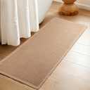 Luxury Waffle Bath Mat, Super Absorbent Non Slip Bathroom Rugs, Boho Ultra Soft Comfort Machine Washable Quick Dry Floor Mats with Tassels (Brown, 24" x 72")