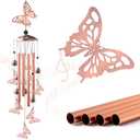 JOBOSI Butterfly Festive Brass Wind Chimes for Outside  Handcrafted with Deep Melodic Tone, Christmas/Birthday Decor for Garden & Patio Lovers, Unique Housewarming Present for Outdoor Spaces