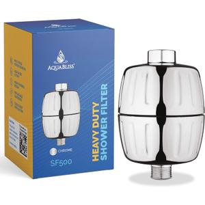 Aquabliss Heavy Duty Shower Filter Latest Superior Advanced 30x Filtration - Universal Multi-Stage Shower Head Filter Reduces Chemicals, Chlorine & Odors - Chrome (SF500)