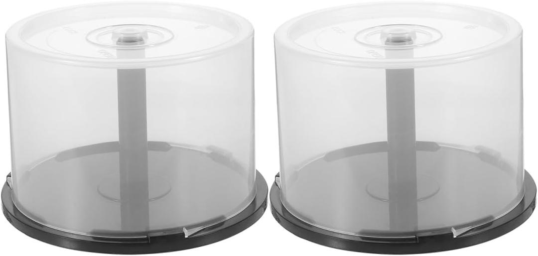 Angoily Cd Storage Bucket Set of 2 Portable Dvd Holder Organizer Clear Plastic Container for Media Protection Compact 5.47X5.47X3.14In Storage Case for Home Car (Assorted Color)