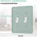 Light Switch Cover Metal Wall Plate Ash Gray,Glossy Finish,Unbreakable Zinc Alloy,2-Gang 5''x4.5'' (Gray, Double Toggle)