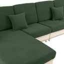 Couch Cushion Covers for Sectional Sofa L Shape Washable Separate Seat Chaise Couch Cover Stretch Sofa Slipcovers with 2 Pcs Pillowcases(3 Seater + 1 Chaise, Green)