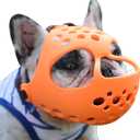 BARKLESS Short Snout Dog Muzzle, Soft Silicone Flat Faced Muzzle for French Bulldog Shih Tzu and Pug for Biting Chewing Licking and Grooming, Allows Panting (MHead 15-16")