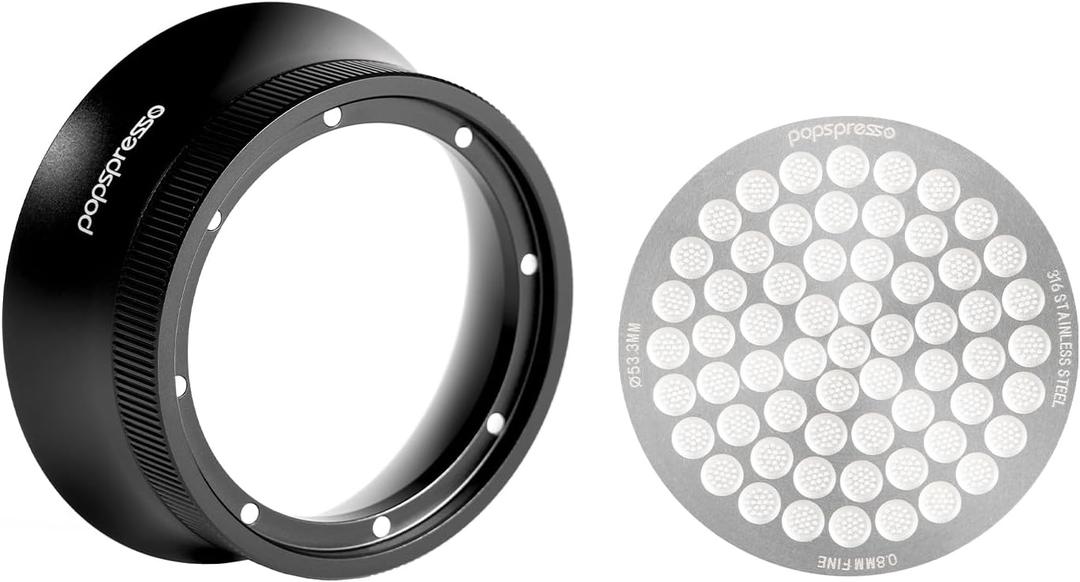 V3 53.3mm Magnetic Espresso Dosing Funnel & Puck Screen Set, 3cm High No Mess Design, Fits 53.3/54mm Tamper, Distributor & Portafilter, 316 Stainless Steel Filter for Even Extraction