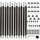 Wadoy Trampoline Poles Replacement Enclosure Poles Kit Black Universal Fits 6 Straight Poles Round Frame with Clamp and Hardware for 12Ft, 13Ft, 14Ft, 15Ft, 16 Ft Trampolines