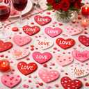 Marsui 36 Pcs Valentine's Day Gifts Wooden Heart Ornaments DIY Hanging Ornaments with Rope and 12 Piece Letter Patches 3.5" Wooden Heart Crafts for Gifts Valentines Day Tree Party Wedding Decoration