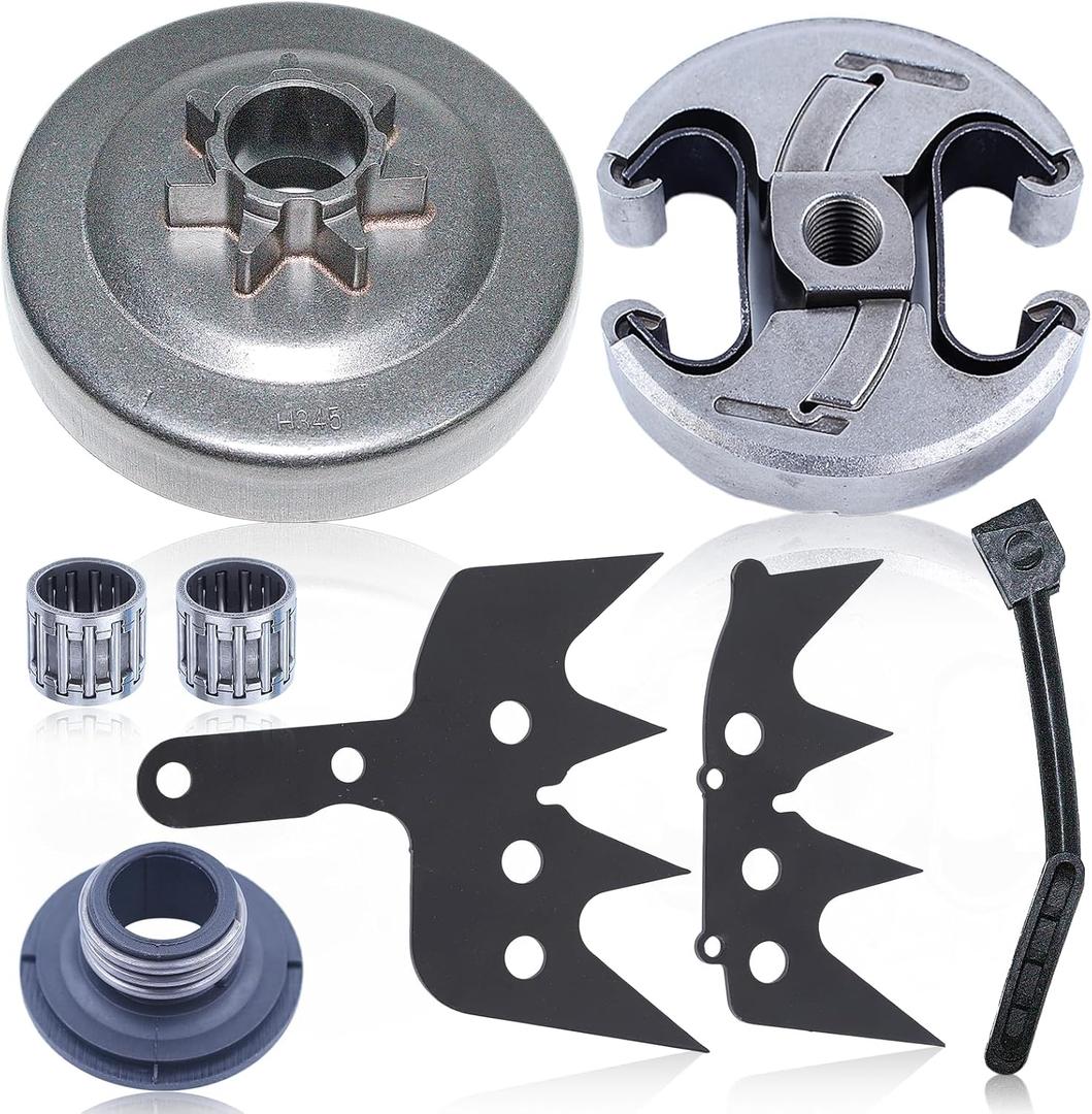 Adefol 325" 7T Clutch Drum Kit for Husqvarna 345 346 350 445 450 445E 450E 351 353 Chainsaw, Clutch Drum Bearing Kit with Bumper Spike Felling Dog Replacement Parts # 578097901,5038730-73