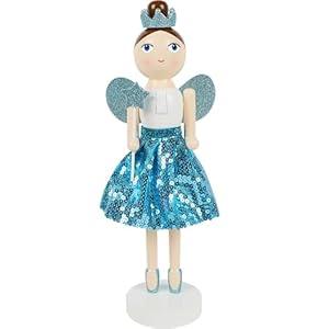 Joliyoou 14 Inch Christmas Wooden Nutcracker, Blue Fairy Nutcracker Holding A Star Wand Mantel Figurine, Xmas Nutcracker Tabletop Centerpieces Festival Shelves Decor