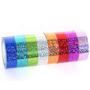 Glitter Prism Tape Strong Adhesive Holographic Sparkle Washi Tape Reflective Glitter Sparkle Tape Sparkle Decorative Tape Sparkle Masking Tape Glitter Crafting Tape (8 Rolls, 0.6in x16.5ft)