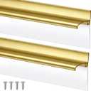 Hicarer 2 Pcs 30'' Chrome Framed Shower Door Replacement Drip Rail with Vinyl Sweep, Shower Door Water Deflector with Bottom Seal, Applied Mounting Tape and Screws(Gold)