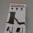 iPad Holder for Mic Stand, Extendable iPad Mic Music Stand Mount Holder with C-Clamp, 360 Rotation Adjustable Tablet Microphone Mount Holder for All 4.7-13.5" Tablet & Smartphones