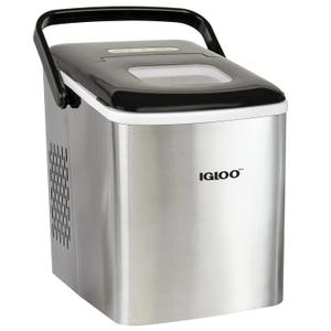 Igloo Automatic Self-Cleaning Portable Electric Countertop Ice Maker Machine with Handle, 26 Pounds in 24 Hours, 9 Ice Cubes Ready in 7 Minutes, with Ice Scoop and Basket, Stainless Steel