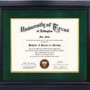 GMFrames 11x14 Diploma Degree Frame with Green Mat or Display 15x18 Certificates without Mat,Solid Wood,Black Finish with Intricate Black Rope Detail,UV Protection Acrylic