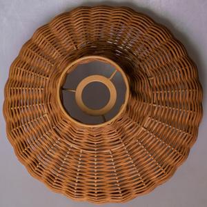 Rattan Round Pendant Light Shade wicker Chandelier Shade, Handmade Woven Hanging Ceiling Light Lampshade, Natural Boho Replacement Lamp Shade(Dark Brown)