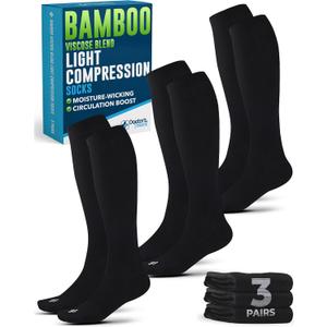 Doctor's Select Bamboo Viscose Light Compression Socks for Women & Men - 3 Pairs, 8-15 mmHg Compression Socks, Knee High (Medium)