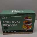 Seven Sparta 3 Tier Fruit Bowl for Kitchen Counter (PLUS Series) / Ceramic Serving Bowls with Bamboo Stand/Big Size Tiered Fruit Basket for Fruit Vegetable Storage, Dessert, Salad Buffet Server