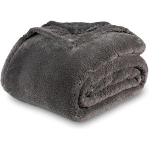 Berkshire Blanket Classic Extra-Fluffy Plush Throw Blanket, Soft Fuzzy Fluffy Long Hair Throw Blanket for Couch Sofa Bed, Shadow Grey, 50x60 Inches