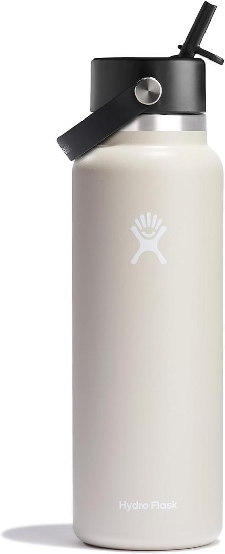 Hydro Flask 40 Oz Wide Flex Straw Cap Bottle - Insulated Stainless Steel - Wide Straw Lid, Non Spill, Leakproof in Oat
