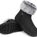 TEMOFON Winter Snow Boots for Women: Waterproof Fur Lined Ankle Booties, 9