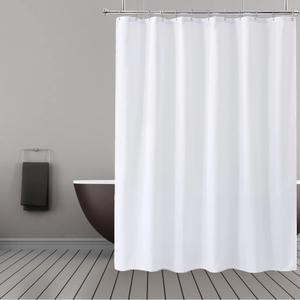 Fabric Shower Curtain Liner with Hem Weighted Bottom, White Waterproof 12 Rust Resistant Grommets Hotel Quality, 72 x 72 Machine Washable (White)