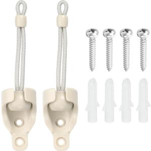 uxcell 2Set Universal Sun Shade Replacement Parts, Bungee Tie Downs with Bungee Receivers Brackets for Exterior Roller Shade, Outdoor Indoor Roller Up Blinds, Beige