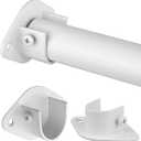 Closet Rod, 17 to 64 Inch Heavy Duty Adjustable Metal Clothing Rack for Hanging Clothes, Closet Poles for Wardrobes, Laundry, Durable Steel, White