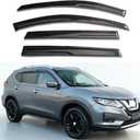Window Deflectors for Nissan Rogue 2014 2015 2016 2017 2018 2019 2020,Front & Rear Window Visors Rain Guards - 4 Piece Set, Dark Smoke Tint,Tape-On Installation, No Drilling Required