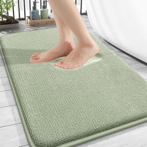 OLANLY Thick Memory Foam Bath Mat Rug 34x21, Extra Soft Absorbent Bathroom Rug, Quick Dry Bath Mats, Non-Slip, Machine Washable Carpet for Bathroom, Tub and Shower, Home Decor Accessories, Sage Green
