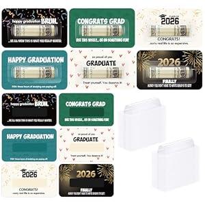 Eaasty 24 Pack Funny Graduation Money Holder Cards Set for 2026 Cash Gifts Bruh Money Holder Handmade Cash Graduation Gifts Card for High School College Grads Class of 2026 Party Supplies