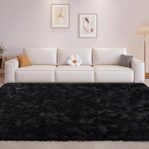FinRèc 5x7 Feet Black Rugs for Bedroom Living Room, Fluffy Shaggy Area Rug, Non-Slip Soft Shag Rug for Nursery Kids Room Dorm Room Home Decor, Indoor Plush Floor Carpet