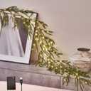 Hairui Lighted Norfolk Pine Garland 110 Fairy Lights with Timer, Garland with Lights 6FT USB Powered and Battery Operated for Mantle Fireplace Table Christmas Decoration