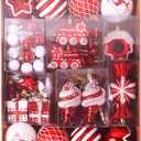 UPSINGK 72pcs Christmas Ball Ornaments for Xmas Tree Red White Large Christmas Ornaments Shatterproof Christmas Tree Decorations Balls with Hanging Loop for Holiday, Wedding, Party Decors (Multi-Size/72 count)