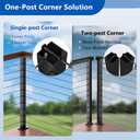 Zylorix 36" T304 T-drilled Cable Railing Corner Post(Post 35"x2"x2"), Modular Three Sides Wire Railing Post with Cable Grommets, Fixed Top Mount Stainless Steel Black Finish Deck Staircase Post
