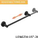 BESy Adjustable 15 to 26 Inch Single Bath Towel Bar Rack for Bathroom Accessories SUS304 Stainless Steel Towel Holder, Wall Mount with Screws Hand Towel Bar Rod Hotel Style, Matte Black