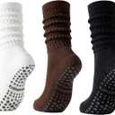Scrunch Pilates Grip Socks for Women, Yoga Slouch Socks with Grip for Dance Gym Exercise (M)