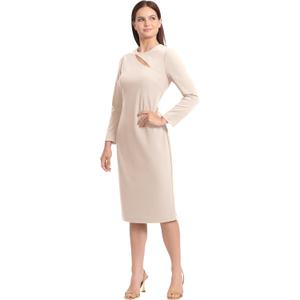 Maggy London Women's Women's Dresses Long Sleeve Keyhole Neck Scuba Crepe Sheath Dress Office Workwear Event Guest of Wedding (Beige) 16 Plus, Horn 