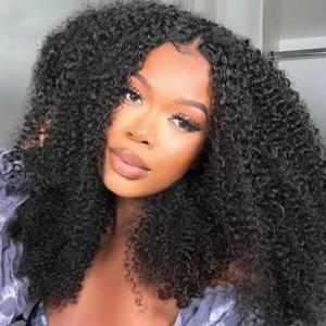 18 Inch Curly Half Wig Human Hair 180 Density 3 In 1 Seamless Flip Over Half Wigs Beginner Friendly Glueless Wear and Go Kinky Curly Wig Human Hair Drawstring Headband Wig for Women