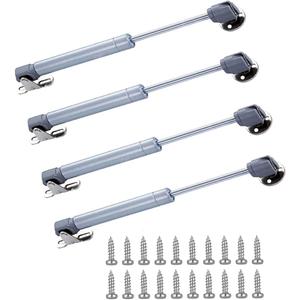 100N/22.5 lb Gas Strut Cabinet Hinge Safety Lift Support, Gas Shock and Soft Opening and Cushioning Telescopic Cabinet Door Rubber Head Gas Spring Support 8" Length, 4 Set, Siver
